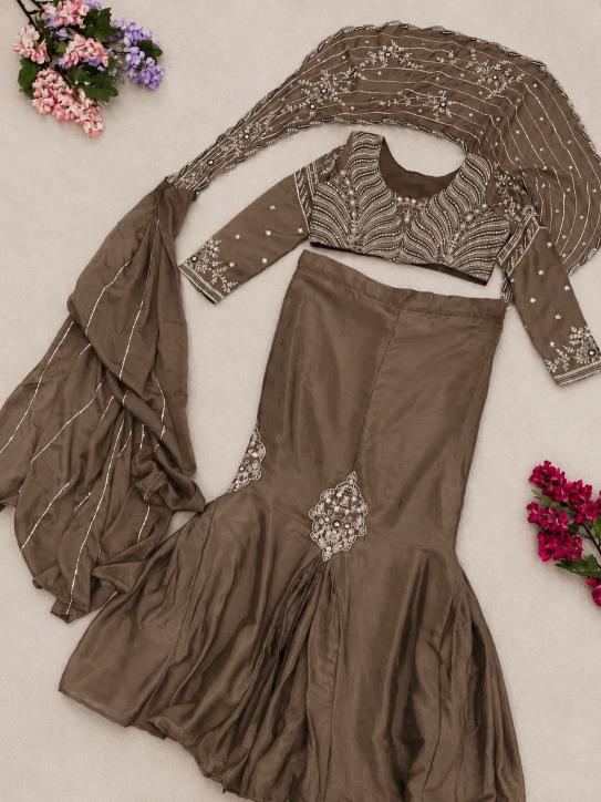Trending Stylelish BB 73  Chinon Silk gray Lehenga choli wholesale market